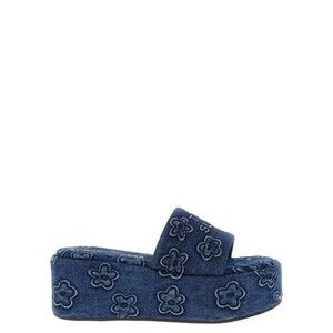 Marc Jacobs The Puffy Daisy Denim Platform Sandal Slides - NWT